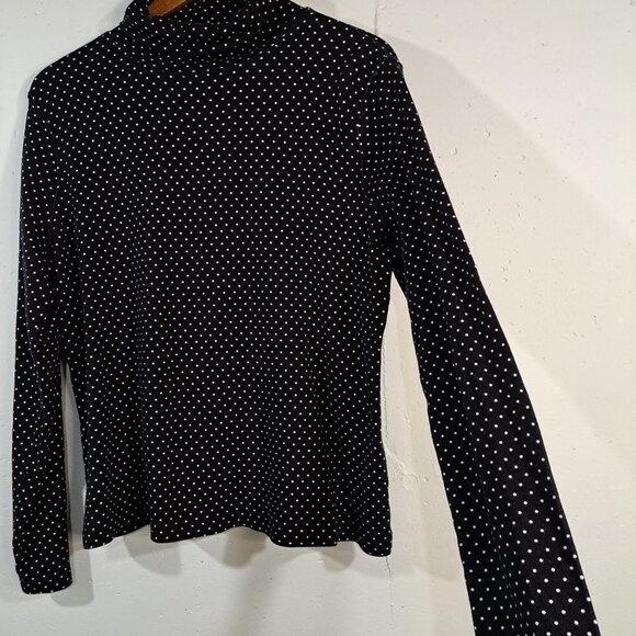 Studio Works Tops Polka Dots Mock Neck Long Sleeve Large Women Blouse top - Picture 3 of 9